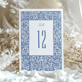 Convites Vintage Floral Blue Morris Número da Tabela Cartõe