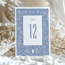 Convites Vintage Floral Blue Morris Número da Tabela Cartõe