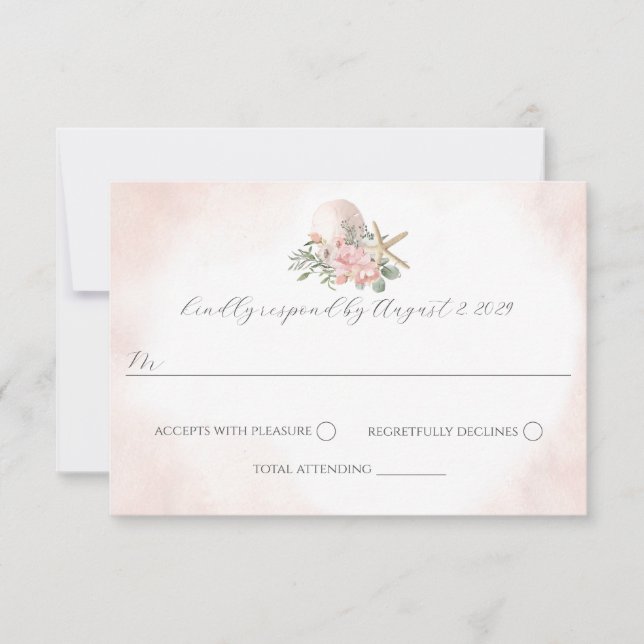 Convites Vintage Floral Blush Beach Invitation (Frente)