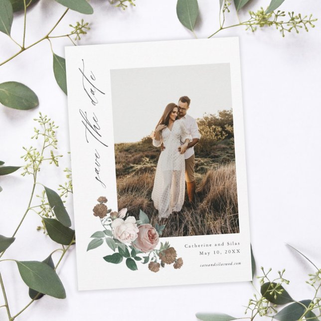 Convites Vintage Floral Boho Foto Casamento Salvar Data (Criador carregado)