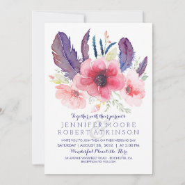 Convites Vintage Floral Boho Watercolor Wedding