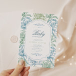 Convites Vintage Floral Chinoiserie Chá de fraldas<br><div class="desc">Vintage Floral Chinoiserie Chá de fraldas Convite</div>