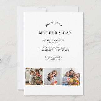 Convites Vintage Floral Collage Photo Mother's Day