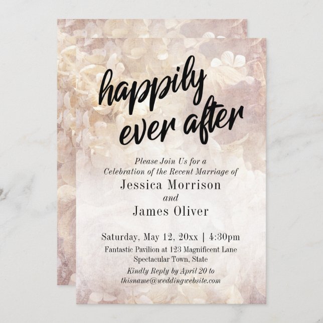 Convites Vintage Floral Felizmente Após Recepção Apenas (Frente/Verso)