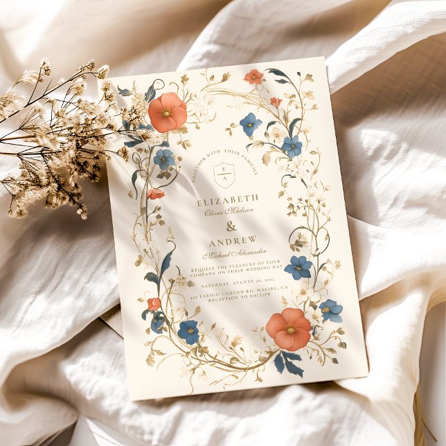 Convites Vintage Floral Fern Wedding (Criador carregado)