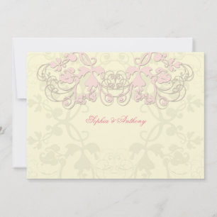 Convites Vintage Floral Flourish Pink Weditation