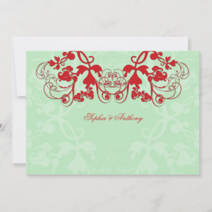 Convites Vintage Floral Flourish Red Weditation