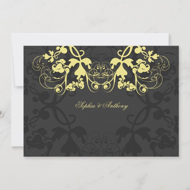 Convites Vintage Floral Flourish Yellow Weditation (Frente)