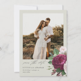 Convites Vintage floral foto-casamento salvar a data