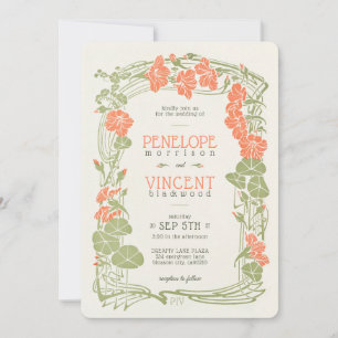 Convites Vintage Floral Frame Nasturtiums Casamento