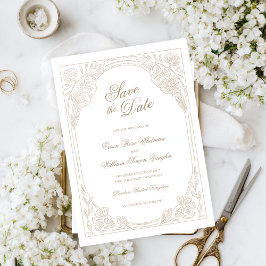 Convites Vintage Floral Frame Save The Date Invitation