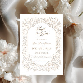 Convites Vintage Floral Frame Save The Date Invitation