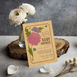 Convites Vintage Floral Garden Party Chá de fraldas Invite