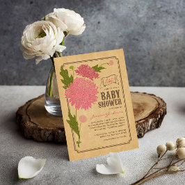 Convites Vintage Floral Garden Party Chá de fraldas Invite