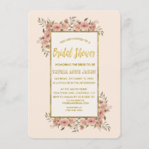 Vintage Floral Gold Foil Frame Chá de panela