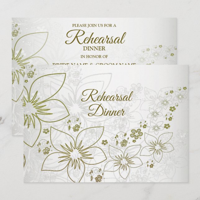 Convites Vintage Floral Greenery Rehearsal Dinner Party (Frente/Verso)
