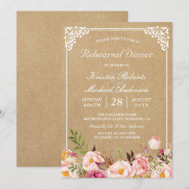 Convites Vintage Floral Kraft | Janto de ensaio de casament