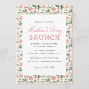 Convites Vintage Floral Madre Day Brunch