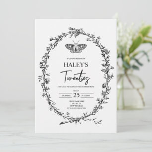 Convites Vintage Floral Mariposa RIP Aniversário de 30 anos