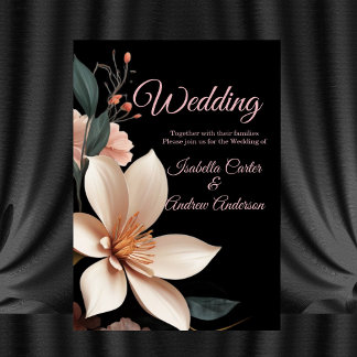 Convites Vintage Floral Pessegueiras cor-de-rosa de Casamen