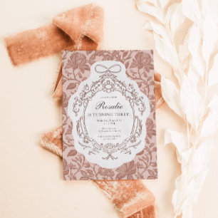 Convites Vintage Floral Preppy Birthday