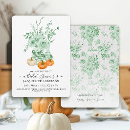 Convites Vintage Floral Pumpkin Verde n Chá de panela Branc