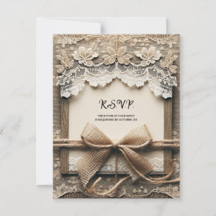 Convites Vintage Floral Renda Sacaria Rústico Casamento RSV