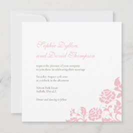 Convites Vintage Floral Rosa Rosa Rosa Lace Casamento Quadr