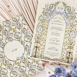 Convites Vintage Floral Royal Victorian Weditation