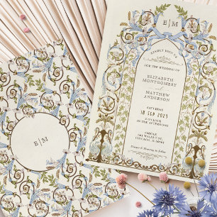 Convites Vintage Floral Royal Victorian Weditation