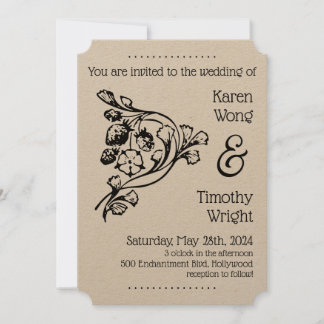 Convites Vintage Floral Strawberry Weding