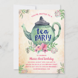 Convites Vintage Floral Tea Party Birthday
