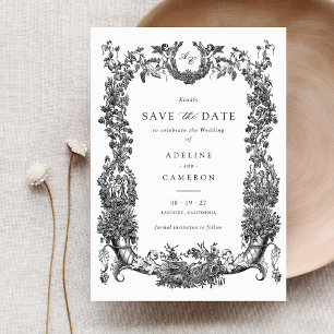 Convites Vintage Floral Vines Toile Crest Casamento