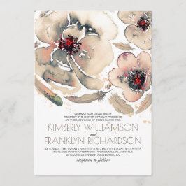Convites Vintage Floral Watercolor Casamento outono Ivory C