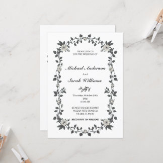 Convites Vintage Floral Wedation Invitation Black Vines