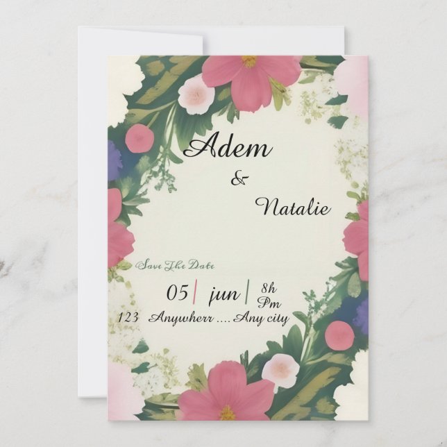 Convites Vintage floral wedding card (Frente)