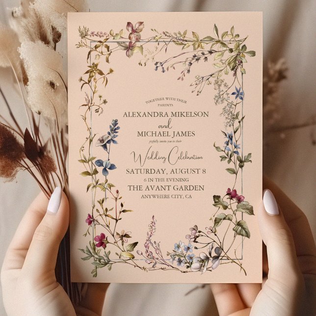Convites Vintage Floral Wedding Elegante (Criador carregado)