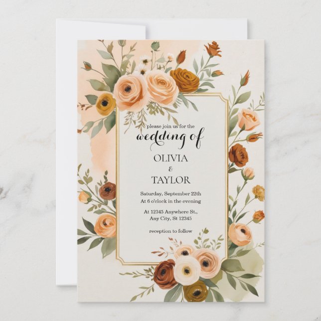 Convites Vintage Floral Wedding Quente (Frente)