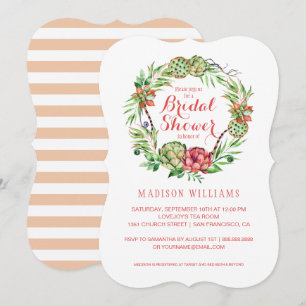 Convites Vintage Floral Wedding Succulent   Chá de panela