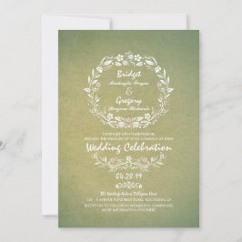 Convites Vintage Floral Wreath Elegante Invitações