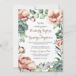Convites Vintage Floral Wreath WaterCasamento outono
