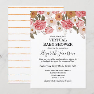 Convites Vintage Florals Chá de fraldas Virtual