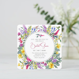 Convites Vintage Flores selvagens Buquê Floral colorido