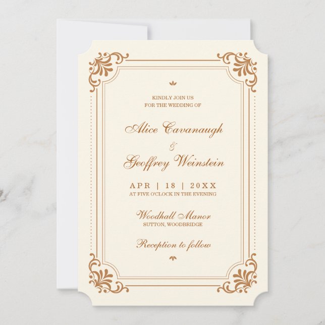 Convites Vintage Flourish Elegant Wedding (Frente)