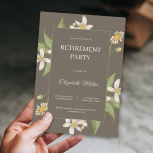 Convites Vintage Flower Elegant Script Retirement Party