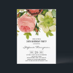 Convites Vintage Flowers, Partido do aniversário de 30 anos<br><div class="desc">Convide coragem para o seu evento com este convite de festas de aniversário de 30 anos floral personalizável. Apresenta flores botânicas e tipografia clássica. Este convite de festas botânico é perfeito para primavera e aniversários de outono. Os textos são perfeitamente editáveis para todos os eventos.</div>