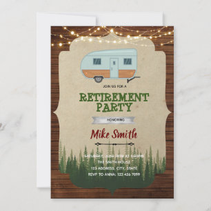 Convites Vintage foi acampar a festa de aposentadoria