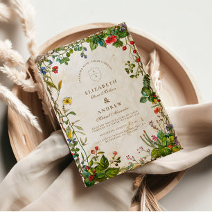 Convites Vintage Forest Berry Wedding
