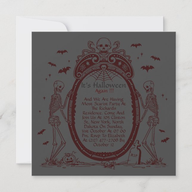 Convites Vintage Frame Black Halloween (Frente)