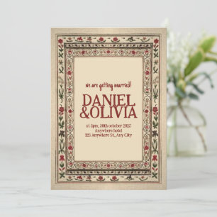 Convites Vintage Frame Ethnic Motif Wedding